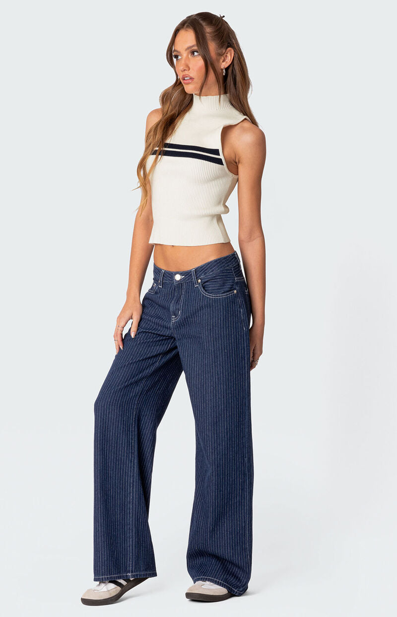 Striped Low Rise Jeans